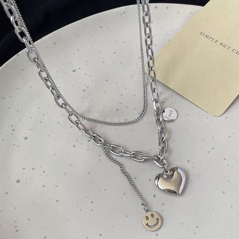 Wholesale Fashionable Face Titanium Steel Multi Layer Chain Necklace For Children And Adults Boutique Resale