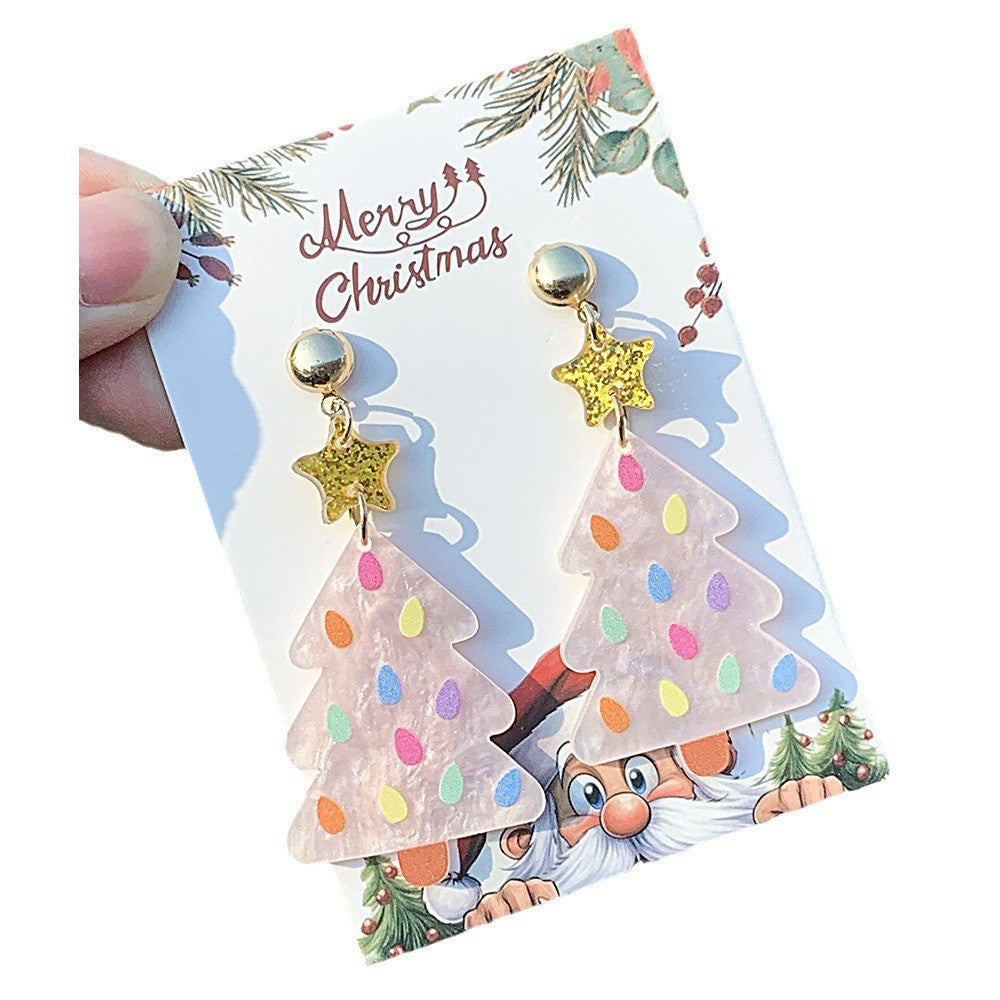 Wholesale  creative acrylic color Christmas tree earrings