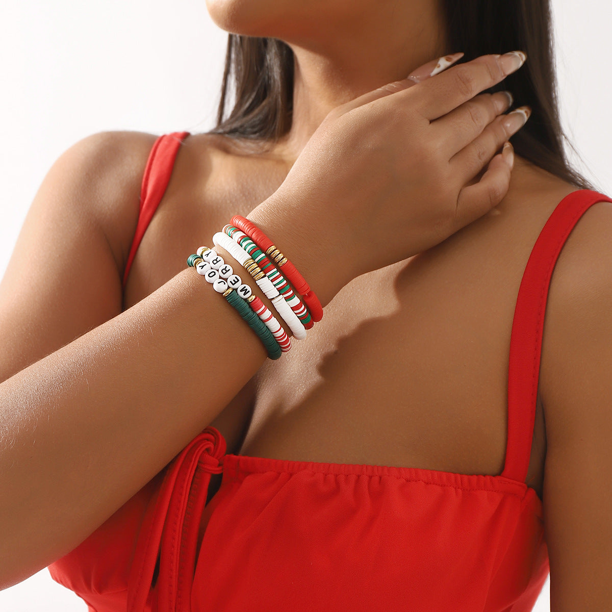 Wholesale Christmas  Woven Colorful Soft y Stretch Bracelet suit Bohemian Letter Bracelet