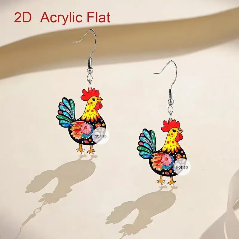 Wholesale Colorful chicken acrylic earrings