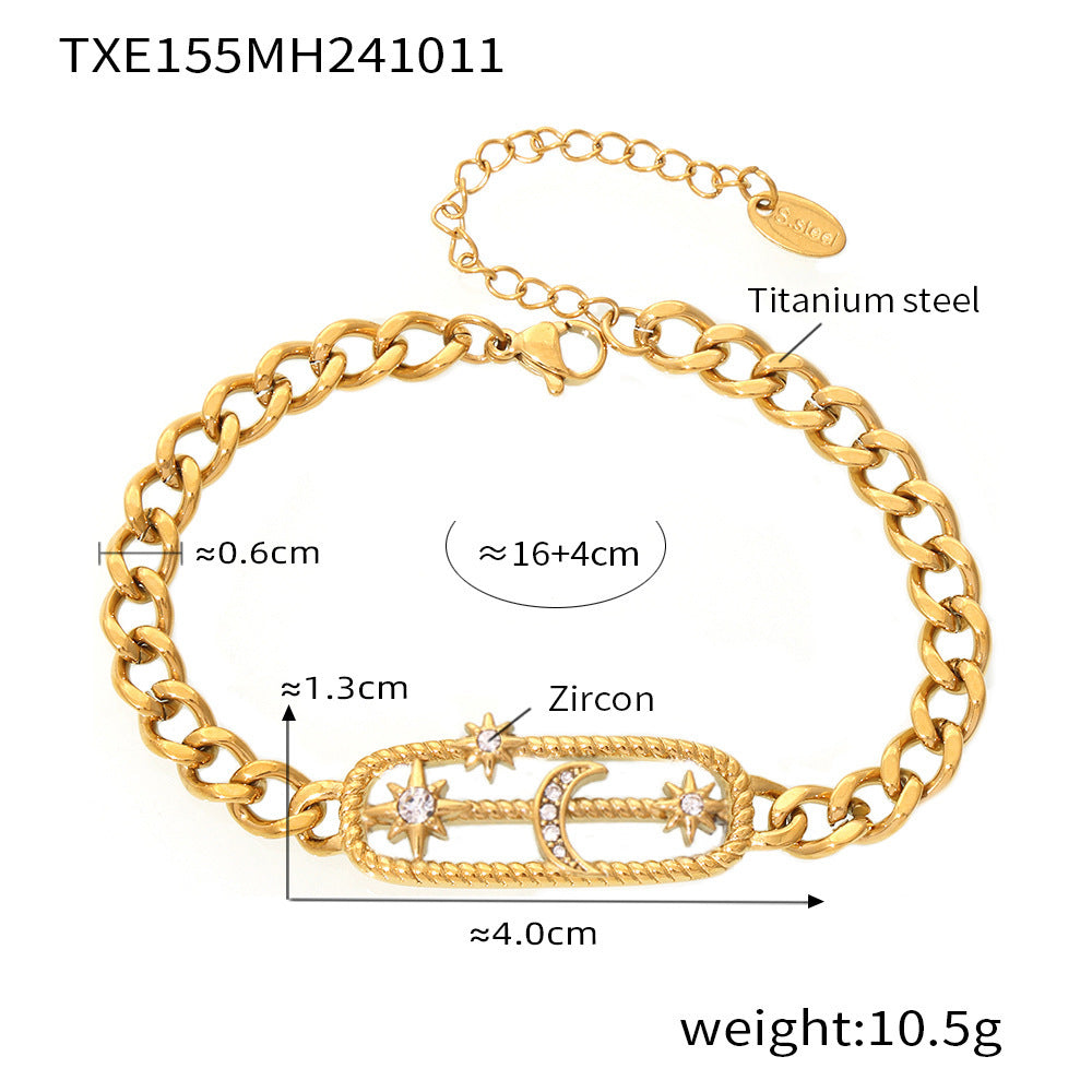 Wholesale  Star Moon Lightning Titanium Steel Necklace Bracelet