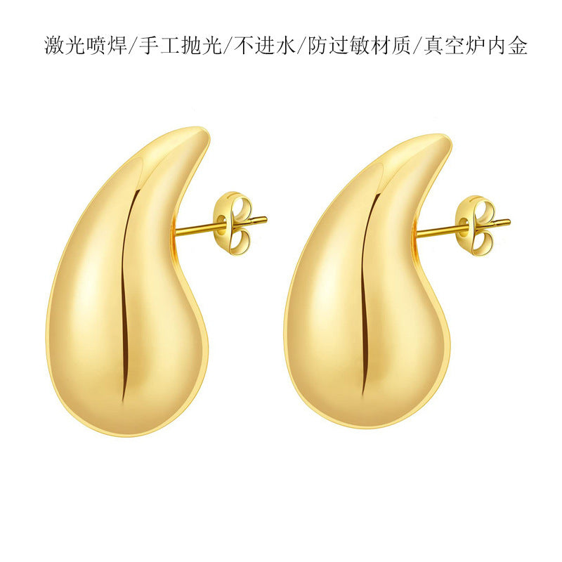 Wholesale Stainless Steel Earrings Hollow Earrings Water Drop Earrings Plated 18K ACC-ES-Chunp003