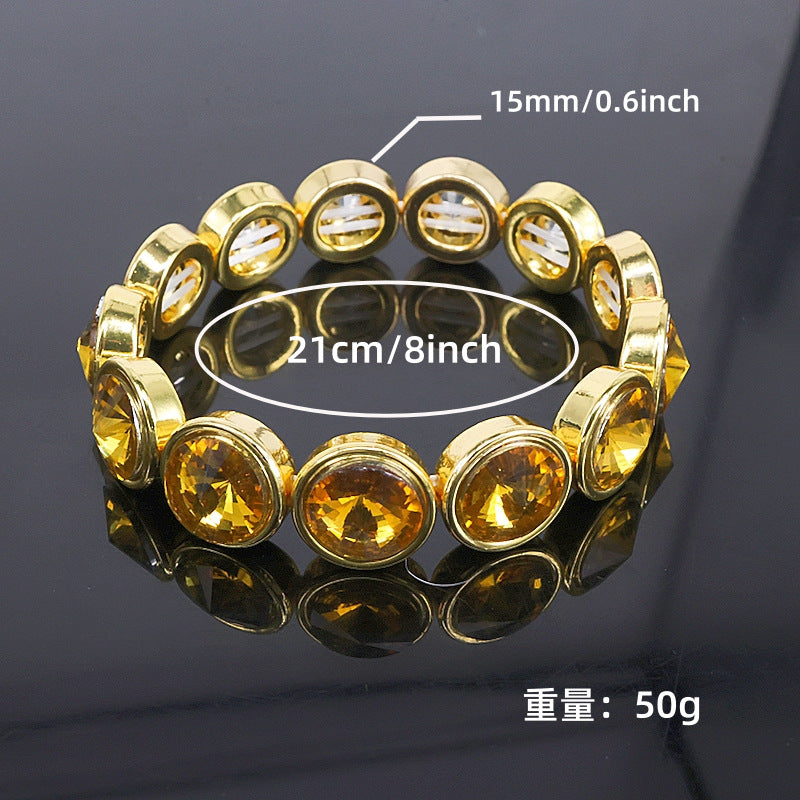 Wholesale Vacation Style Gold Electroplated Zinc Alloy Colored Glass Bracelet,  Modern Jewelry Accessory