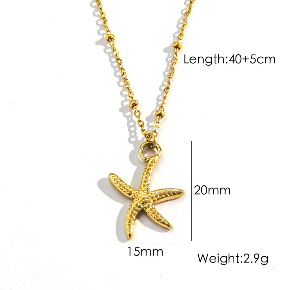 Wholesale Stainless Steel Tropical Sea Elements Starfish Dolphin Necklace Earrings Jewelry suit