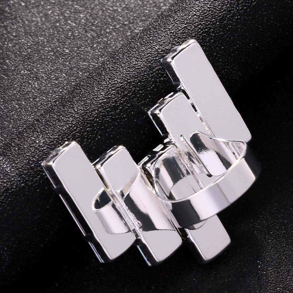 Wholesale  rectangular ring  exaggerated design rhinestone geometric opening ring