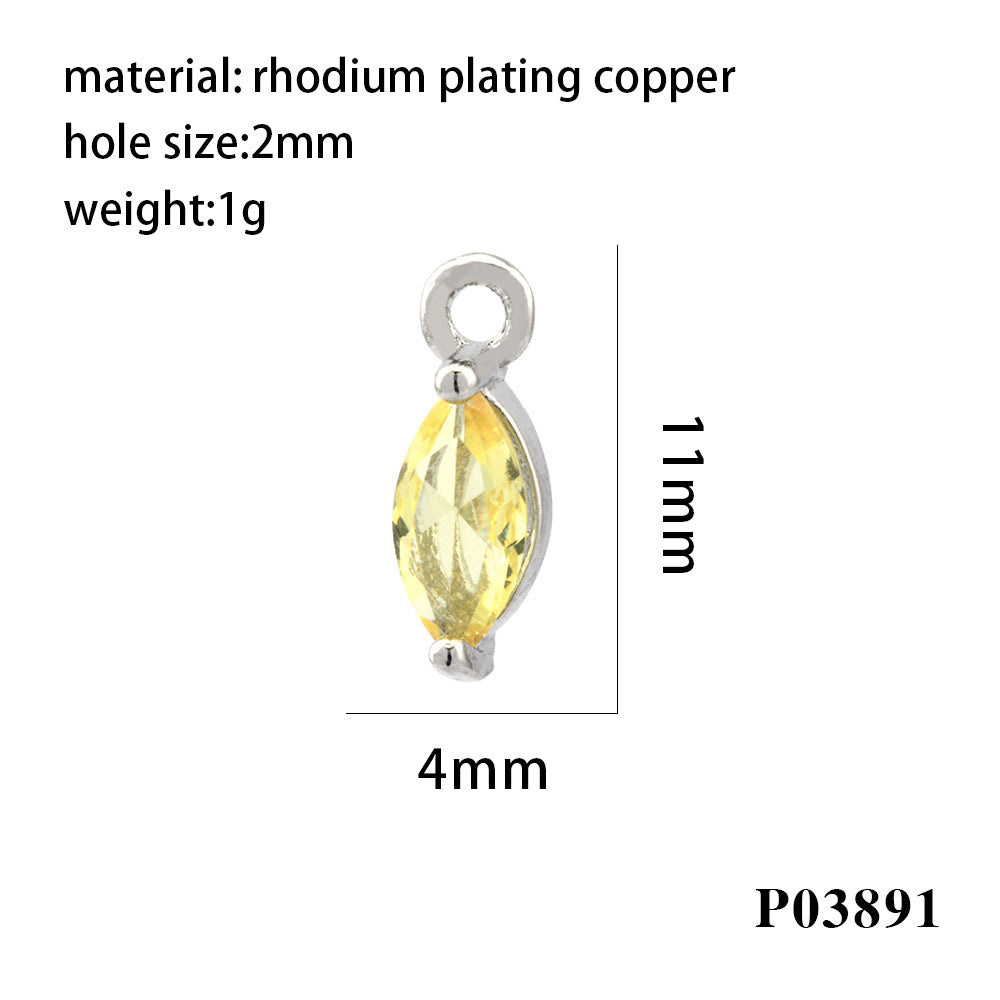 Wholesale 18K gold-plated micro-inlaid zircon colorful geometric marquise pendant