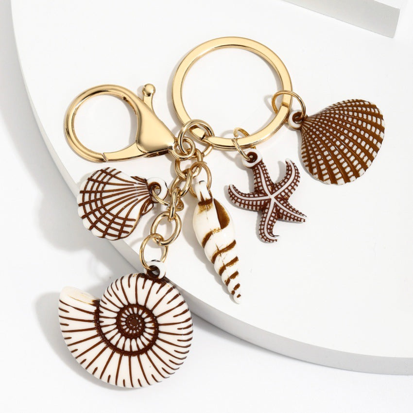 Wholesale Resin Starfish Seashell Ocean Series Keychain Pendant Fashion Bag Charm Wedding Gift