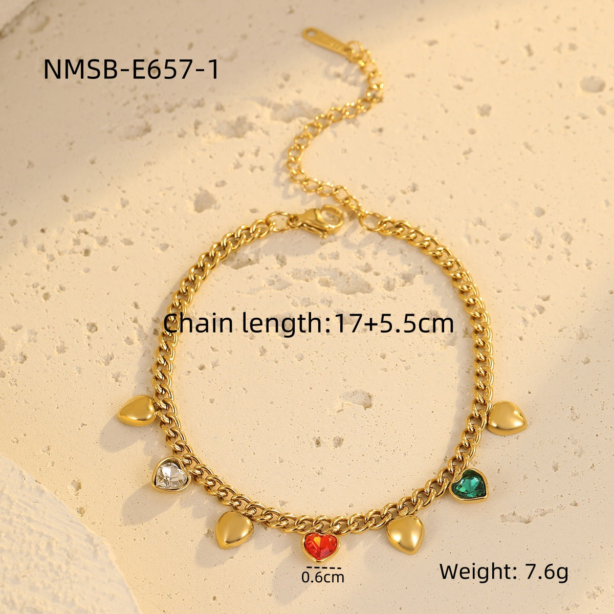 Wholesale stainless steel bracelet color love geometric rhinestone bracelet