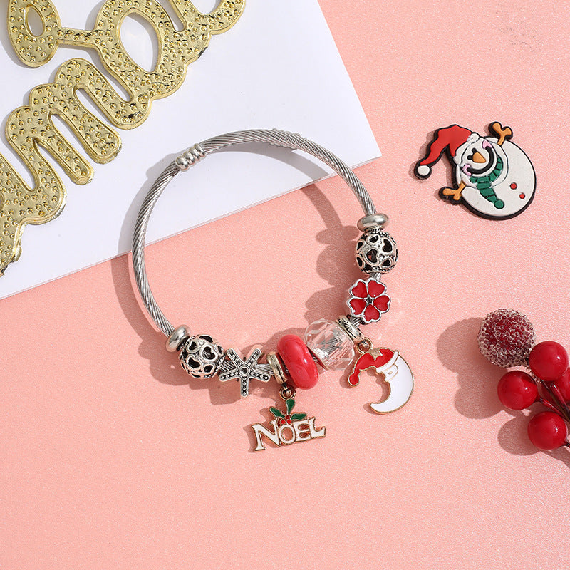 Wholesale Stainless Steel Christmas DIY Beaded Crystal Bracelet  ACC-BT-QingLian006