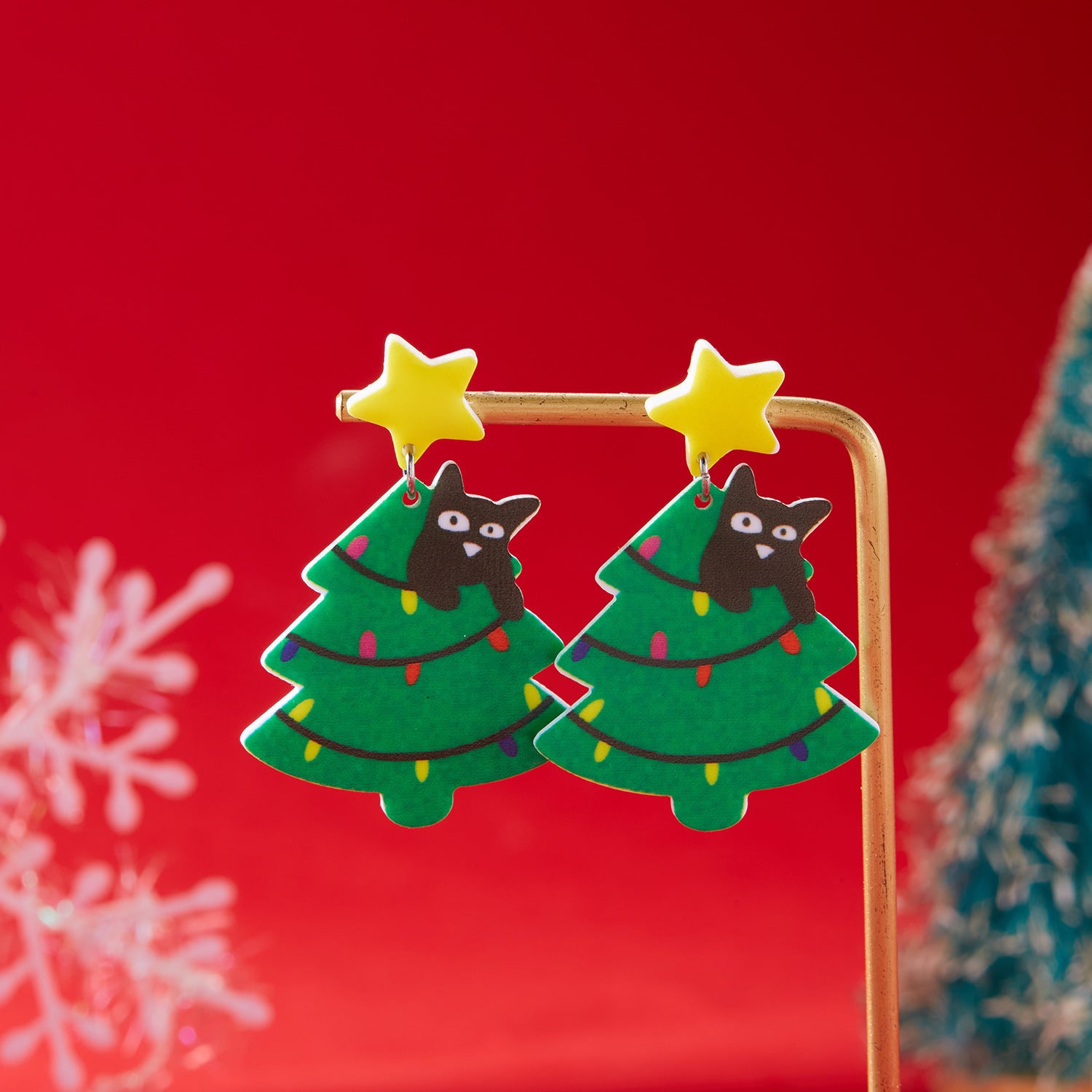 Wholesale Christmas Tree Santa Hat Christmas Tree Earrings ACC-ES-YingHao010