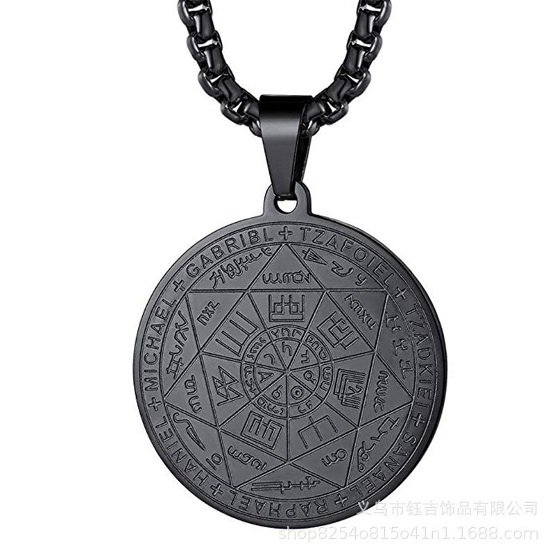 Wholesale Spiritual Seven Angels Rune Pendant Necklace Fashion Jewelry Accessory for Gift Boutique