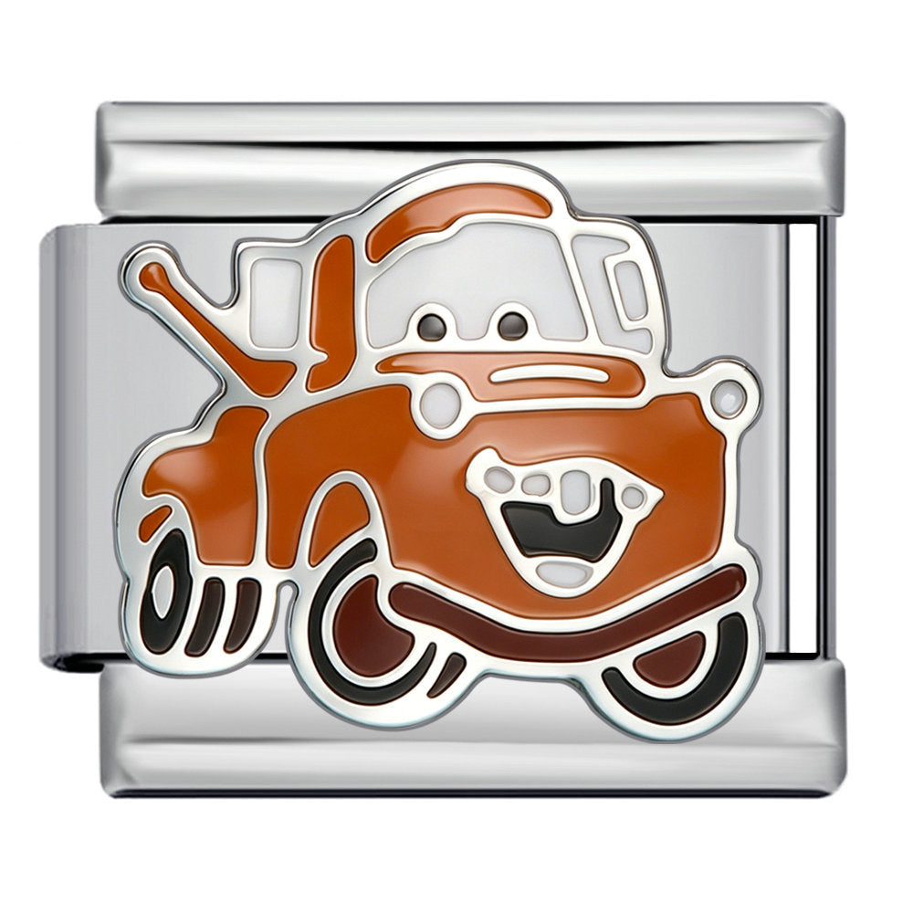 Wholesale Cartoon Car Design Stainless Steel Italian Modular Bracelet DIY Jewelry Accessory Gift Boutique