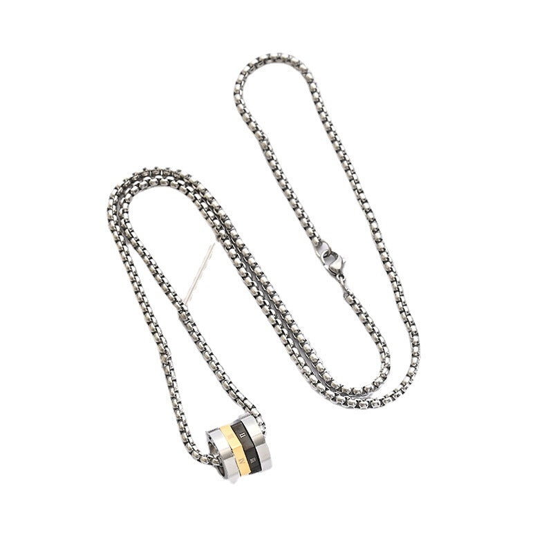 Wholesale Two Color Ring Letter Necklace Collarbone Chain Titanium Steel Choker Necklace ACC-NE-BYJY004