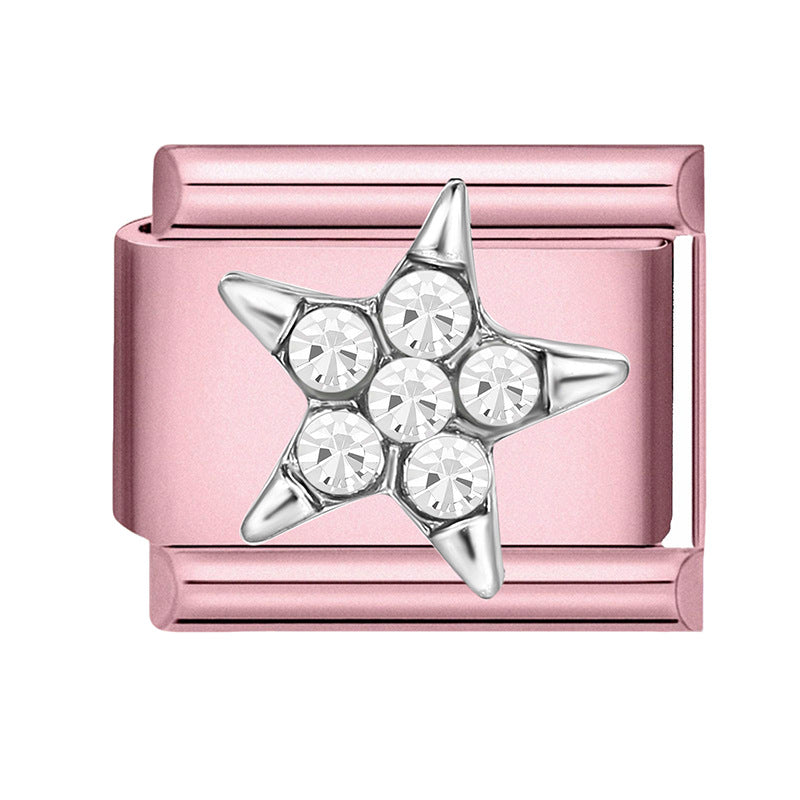 Wholesale 9mm Italian Charm Starter Bracelets pink series  DIY  Single Section Creative Stainless Steel Composable Bracelet