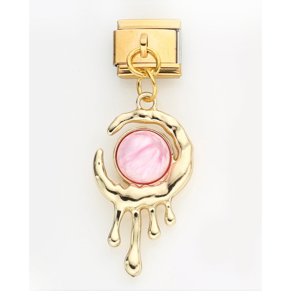 Wholesale 10pcs Italian Charm Bracelet 9mm DIY Splicing Golden Cherry Mushroom Stainless Steel Composable Bracelet