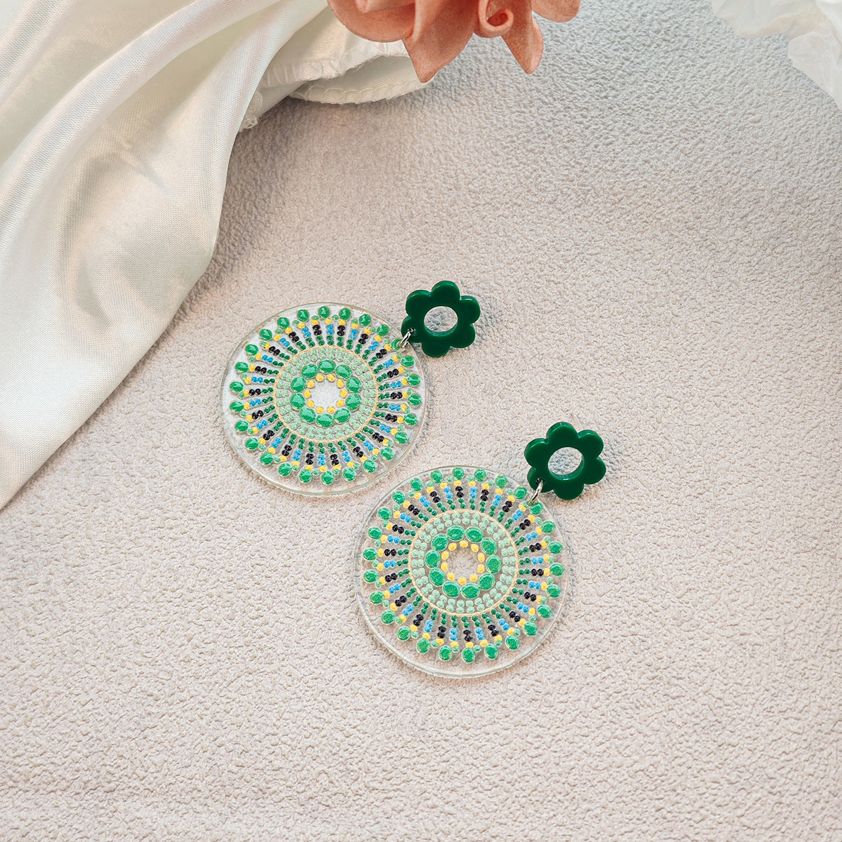 Wholesale Bohemian Style Retro Flower Acrylic Earrings