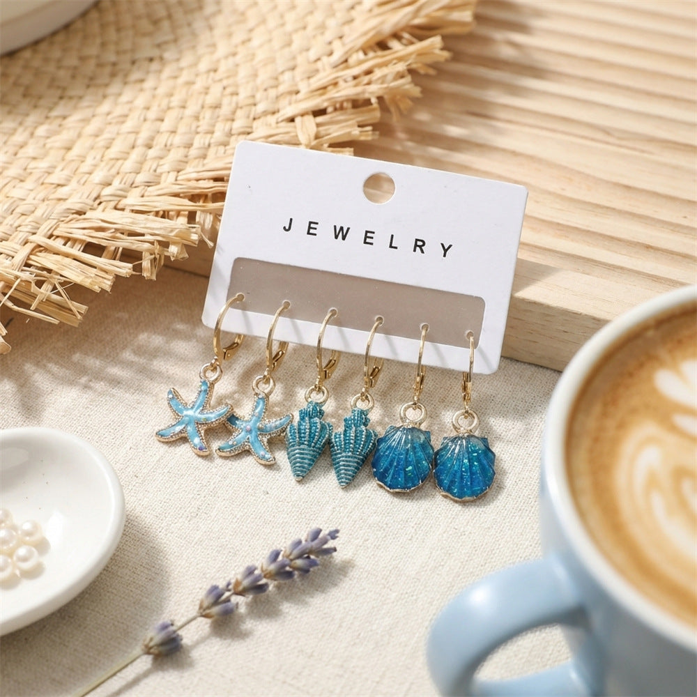 Wholesale Acrylic Enamel and Glitter Ocean Earrings