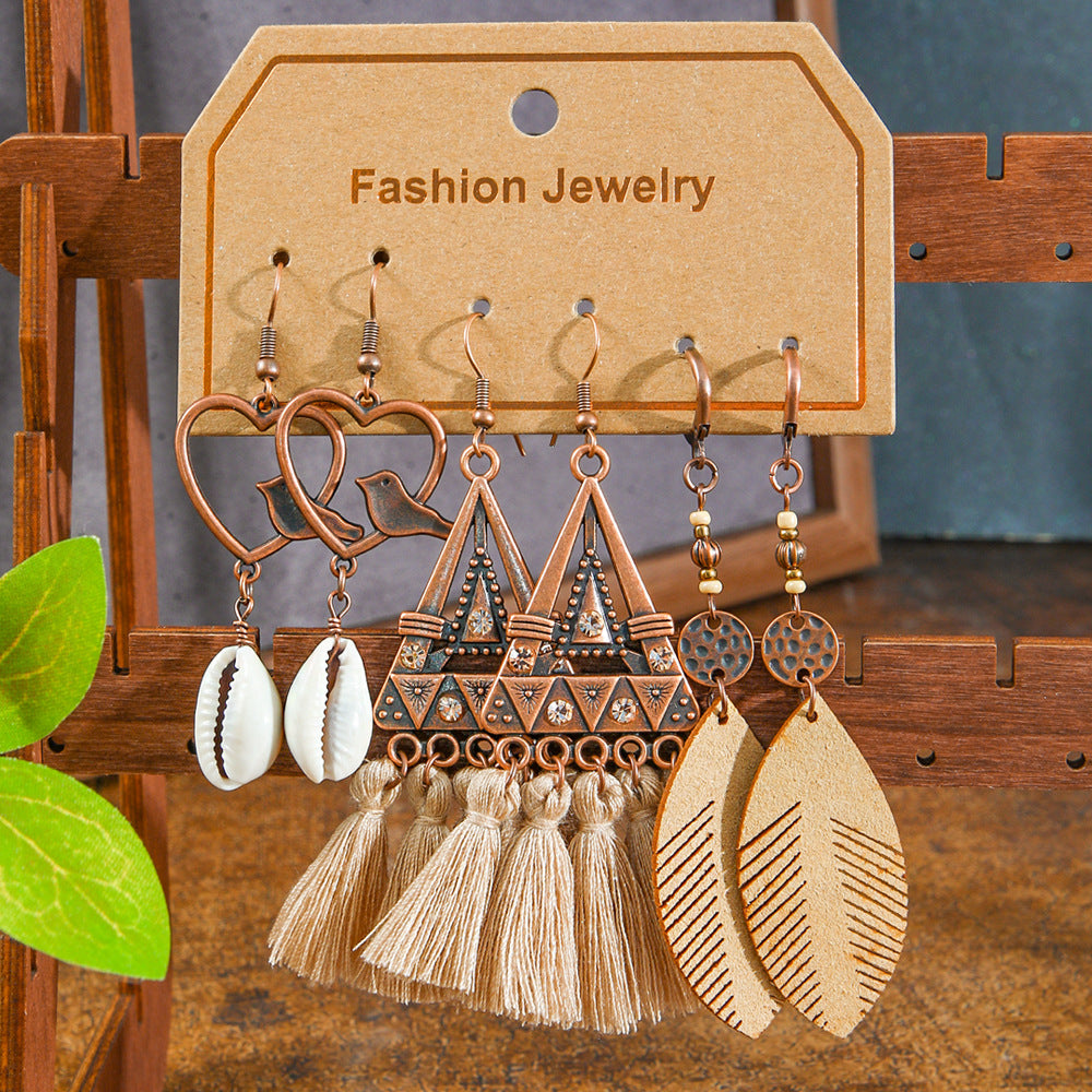 Wholesale Cross-Border Hot Selling Retro Bohemian Style Earrings Set Fashion Holiday Style Dopamine Color Ear Jewelry