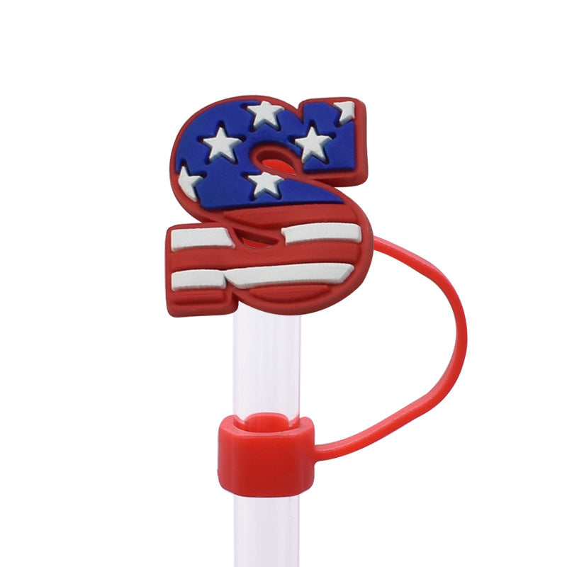Wholesale Random 100pcs Independence Day Series PVC Soft Straw Tube Cap