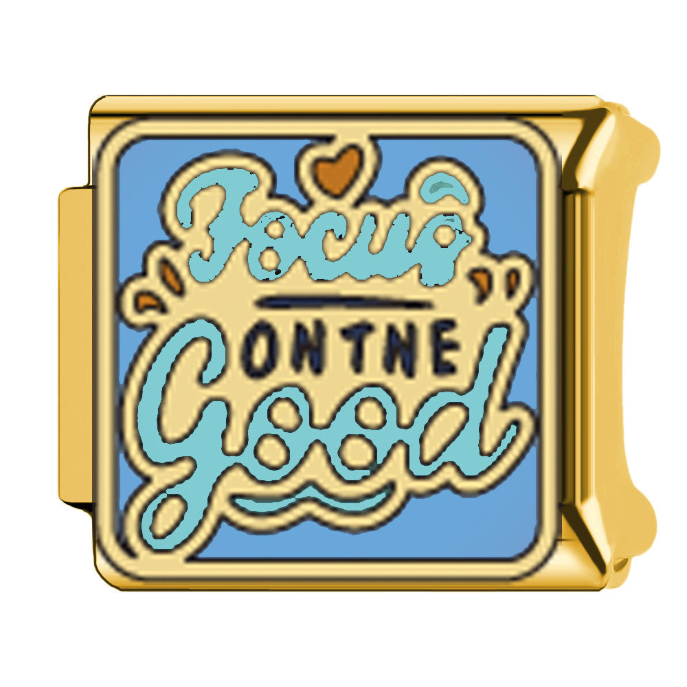 Wholesale  Italian Charm Bracelet 9mm DIY welding oil dripping Creative Stainless Steel Composable Bracelet