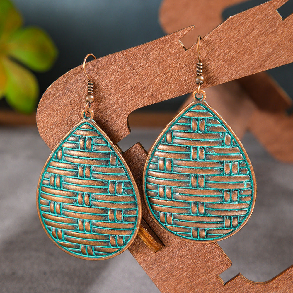 Wholesale Zinc Alloy Ethnic Bohemian Geometric Hollow Water Drop Earrings for Women Fashion Jewelry Accessory