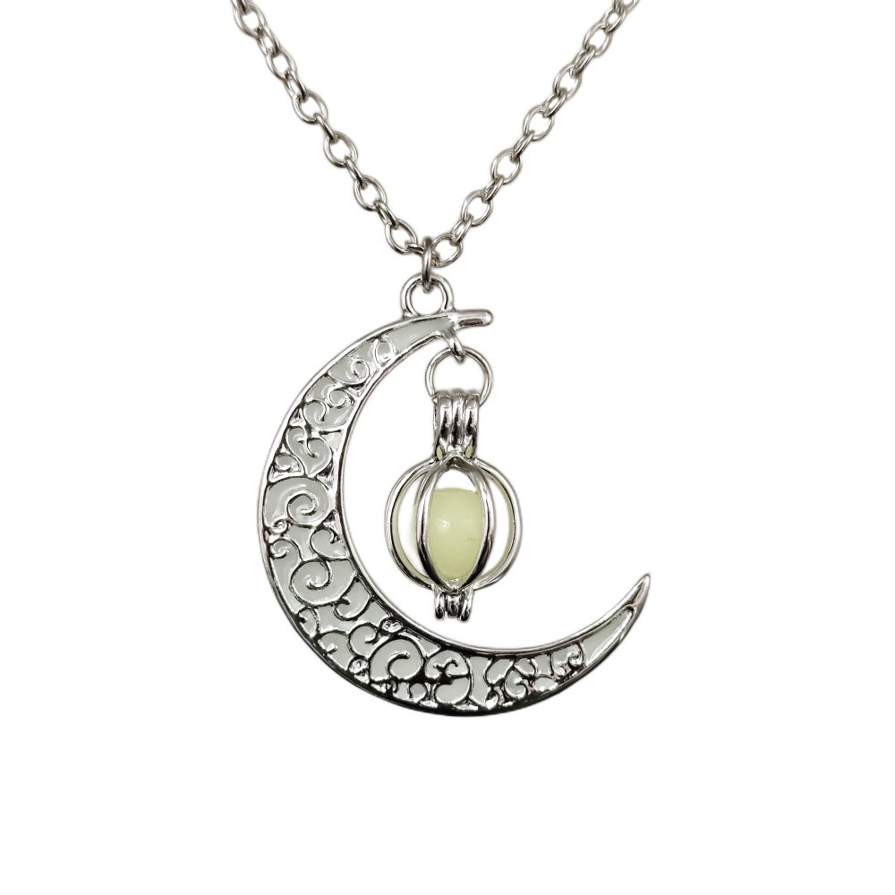 Wholesale  Luminous Moon Pumpkin Pendant Necklace