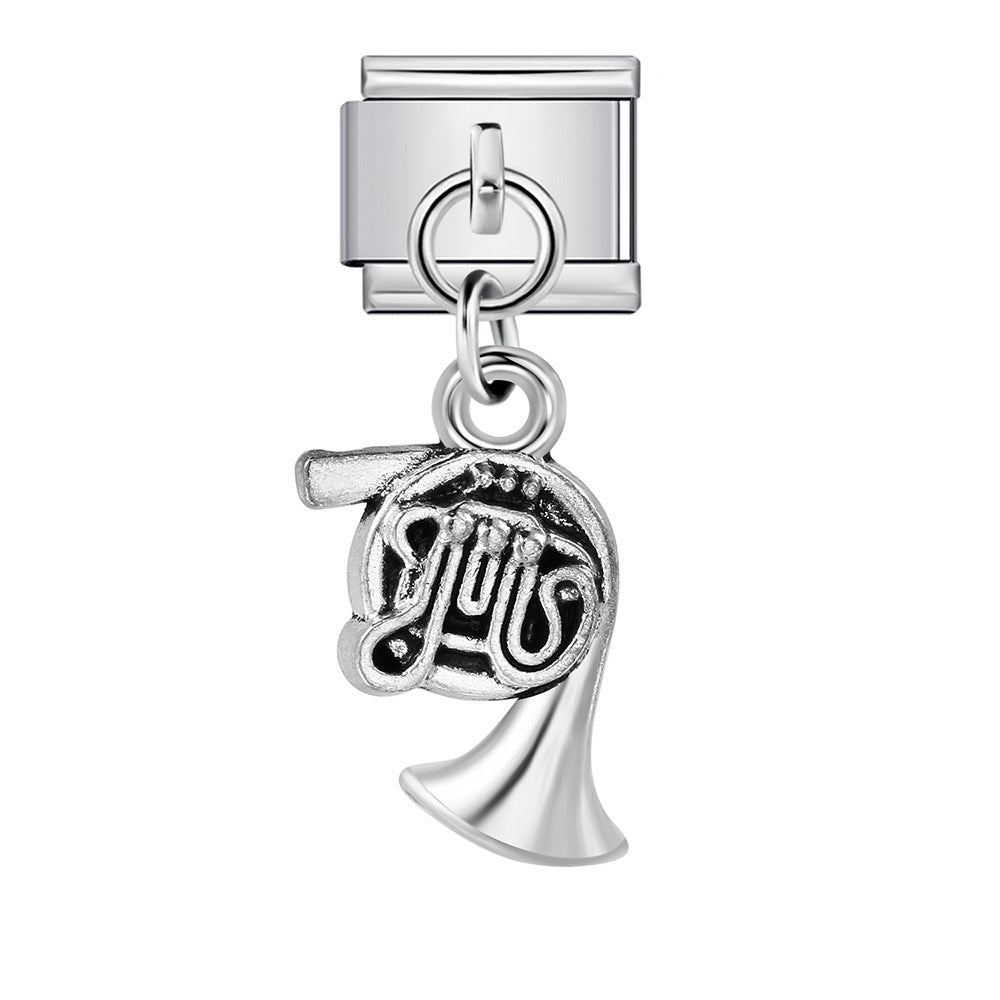 Wholesale Italian Charm Bracelet 9mm DIY Musical Instrument Shaped    Creative Stainless Steel Composable Bracelet