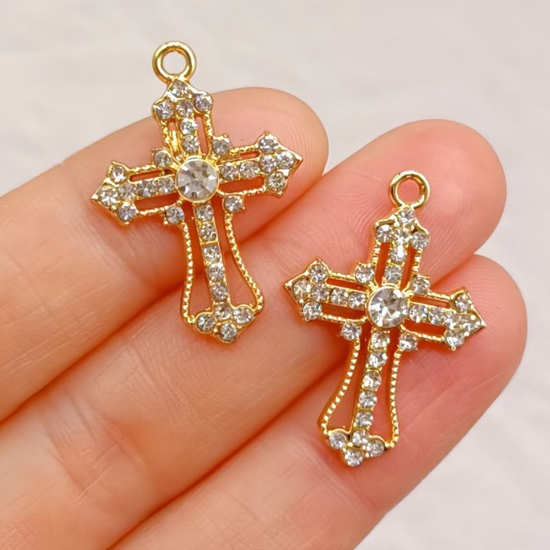 Wholesale 10pcs Alloy memory diamond cross accessories earrings necklace pendant jewelry ornaments earring DIY materials