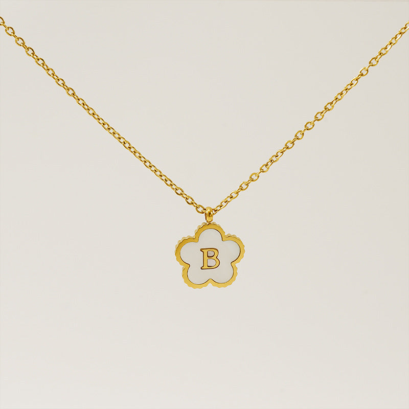 Wholesale Stainless Steel Letter Flower Necklace