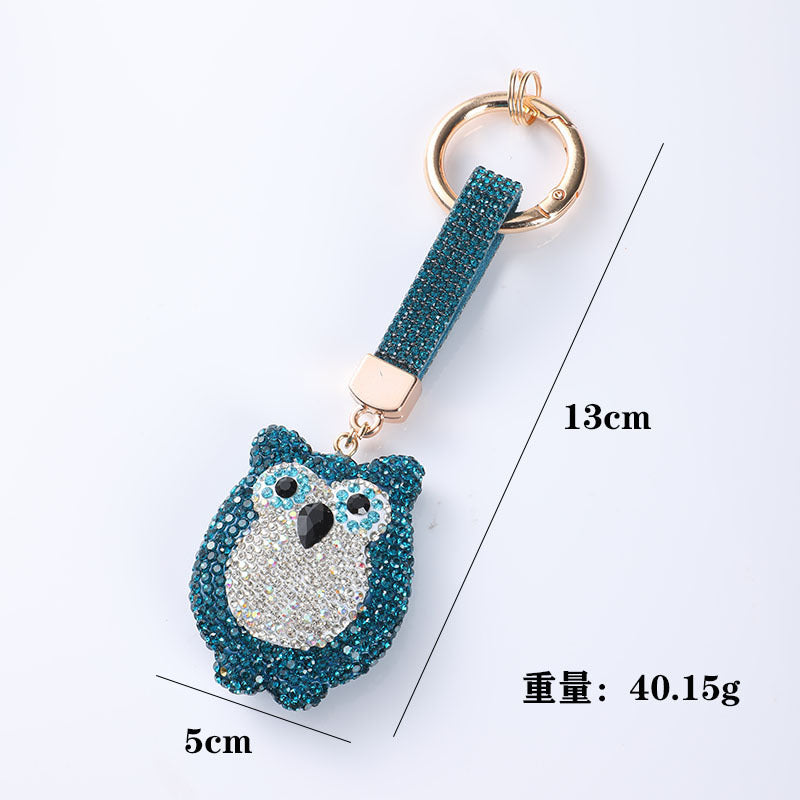 Wholesale diamond-studded owl keychain accessories cartoon cute car key ring bag pendant