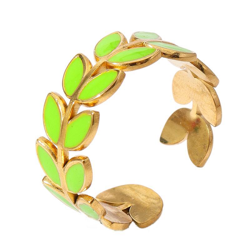 Wholesale Oil Dripping Star Leaf Stainless Steel Ring 18k Gold Plated Rings ACC-RS-MuC012