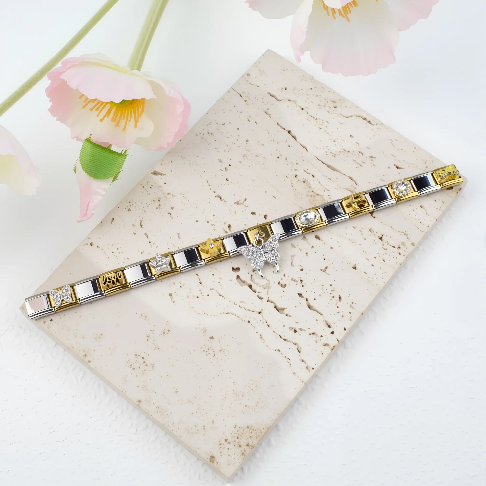 Wholesale Italian Charm Bracelet 9mm DIY Splicing Color Stainless Steel Composable Bracelet