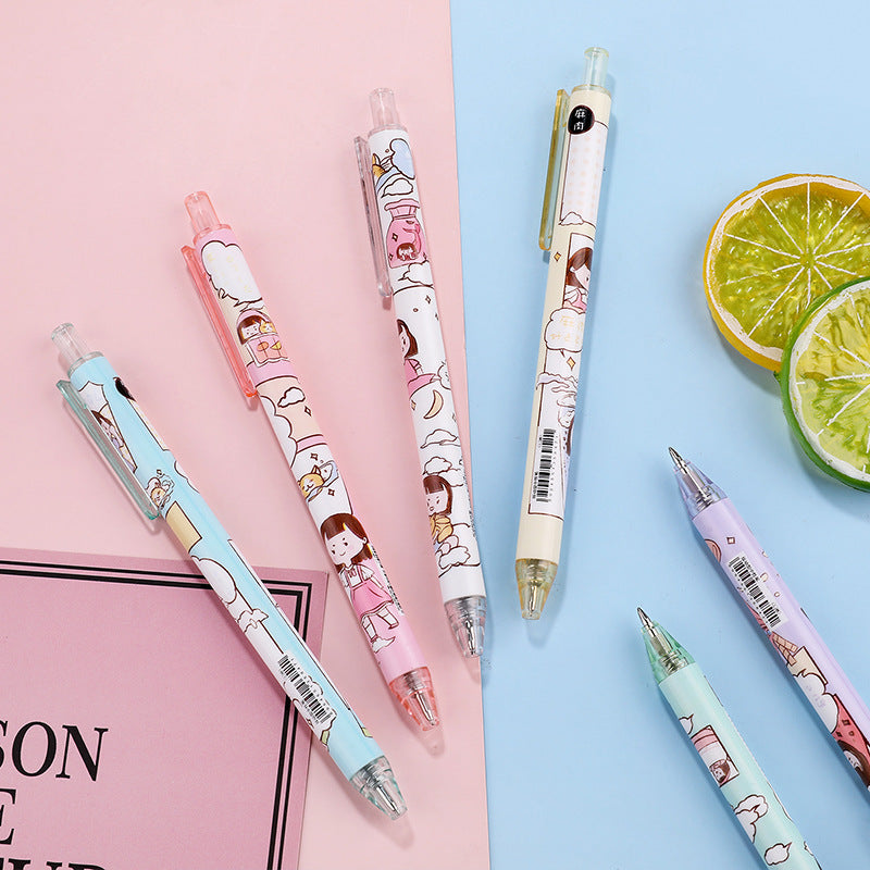 Wholesale Press Gel Pen Sesame Ball Girl Black Pen ACC-PN-XinTuo002