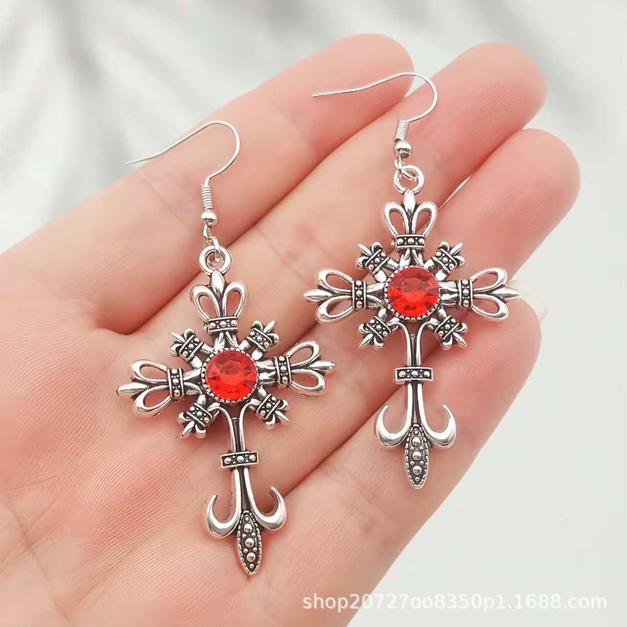 Wholesale Alloy Electroplating Gothic Skull Bat Cross Earrings Trendy Jewelry Accessory for Resale