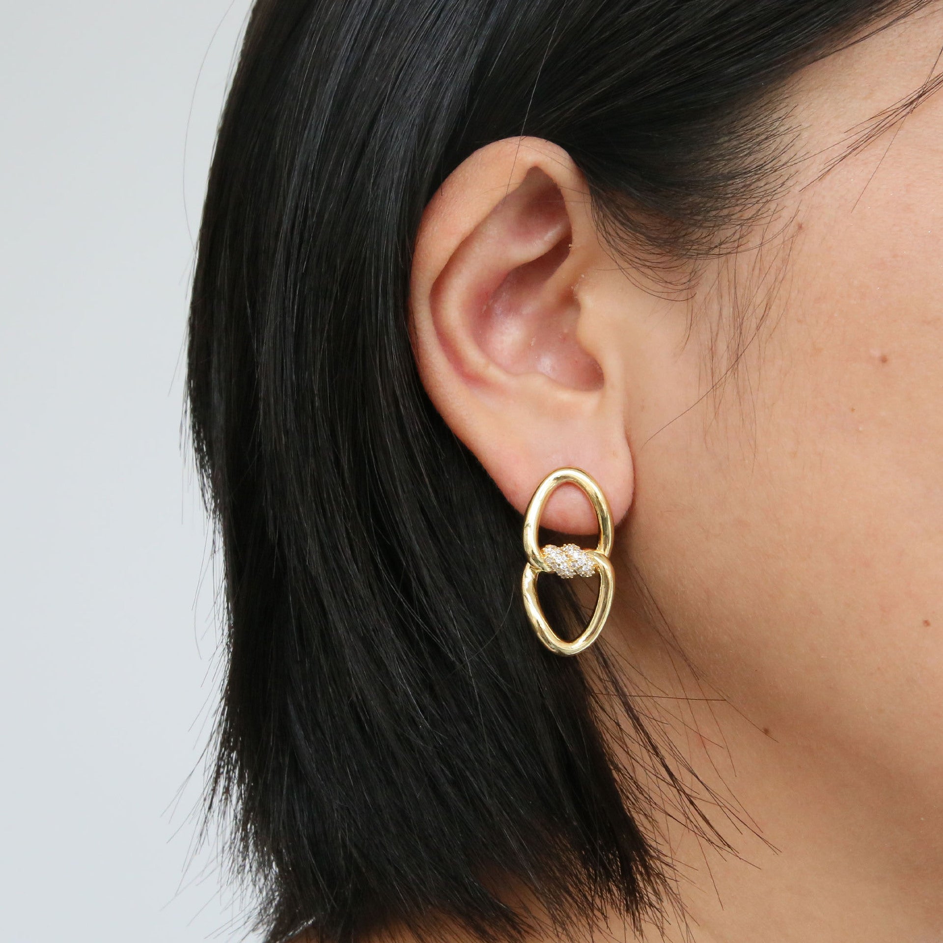 Wholesale  18k gold brass zircon ring twist earrings