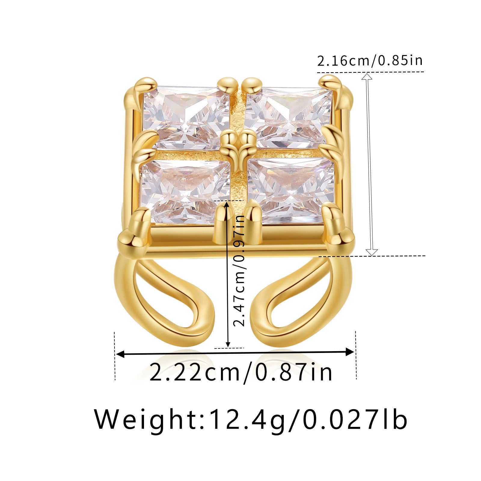 Wholesale Brass plated 18K real gold  ring animal butterfly design personality ring