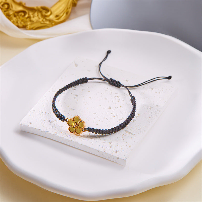 Wholesale Alloy Five-petal Flower Hand-woven Bracelet ACC-BT-FanYou003