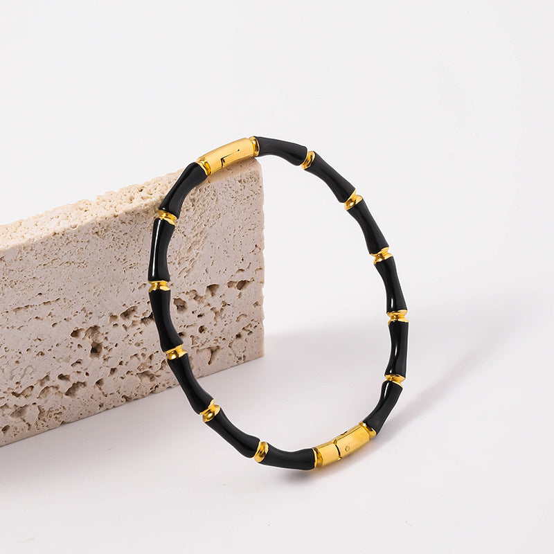 Wholesale Oil Drop Stainless Steel Multicolor Bamboo Bracelet ACC-BT-RuiX003