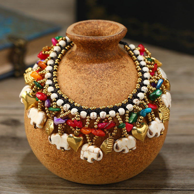Wholesale Hand-woven ethnic style small elephant bracelet bohemian holiday bracelet anklets