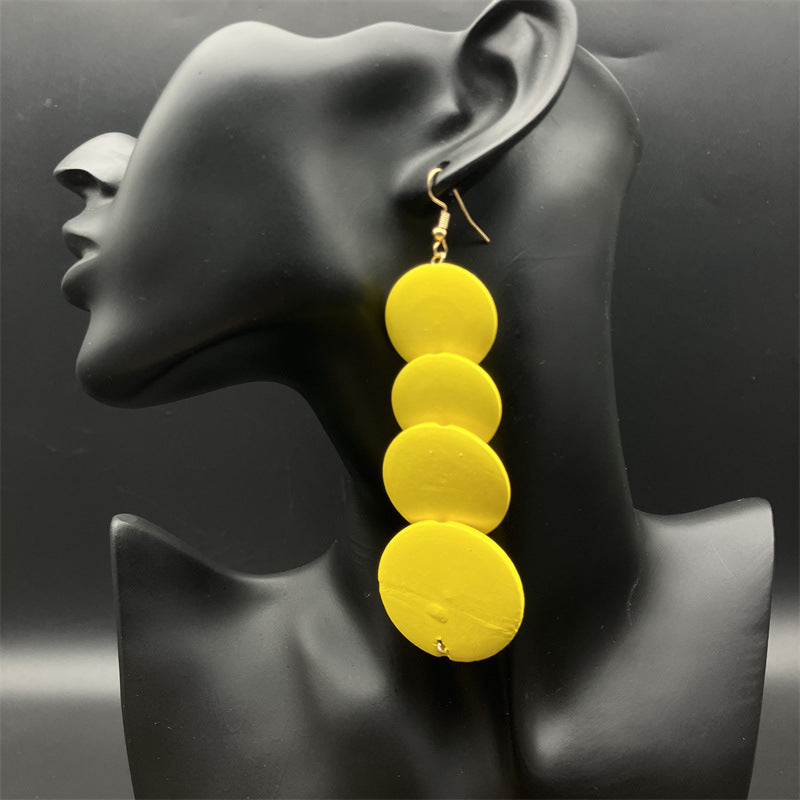 Wholesale Vintage Ethnic Style Round Earrings Wood Earrings ACC-ES-FX015