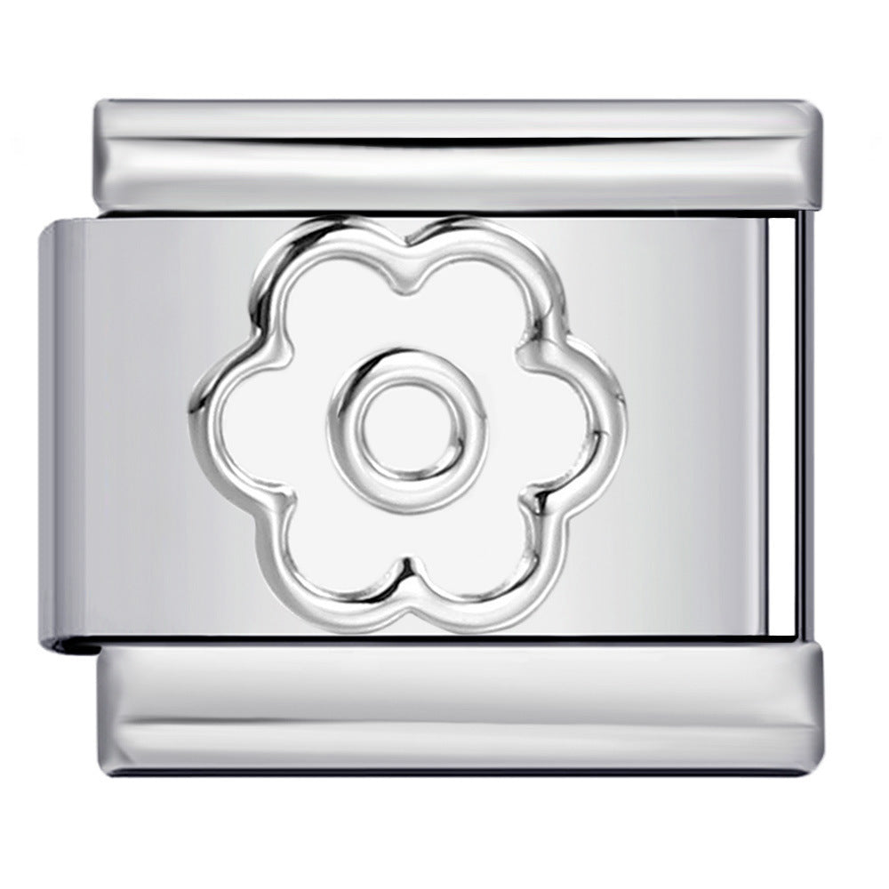 Wholesale DIY Italian Charm Bracelet Stainless Steel Concave Stamp Design Silver Jewelry Accessory for Boutique Resale