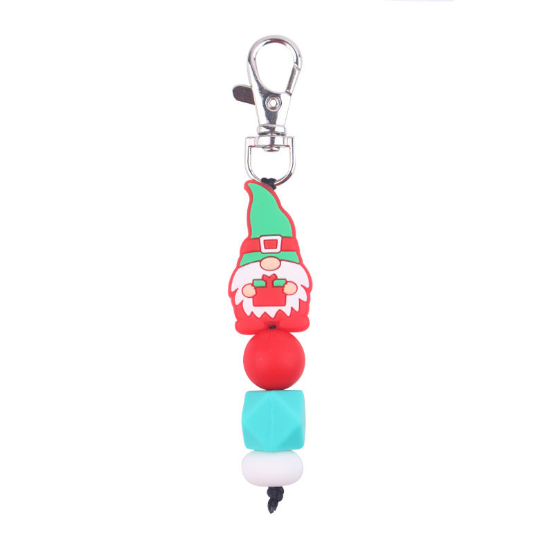 Wholesale Cartoon Christmas Silicone Beaded Keychain ACC-KC-GuangTian089