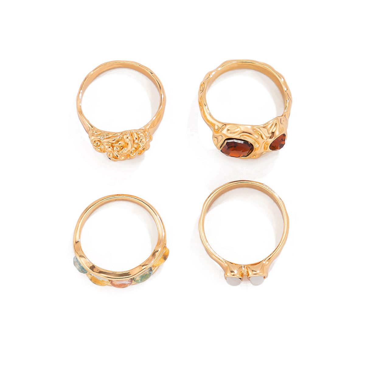 Wholesale Geometric hollow ring set