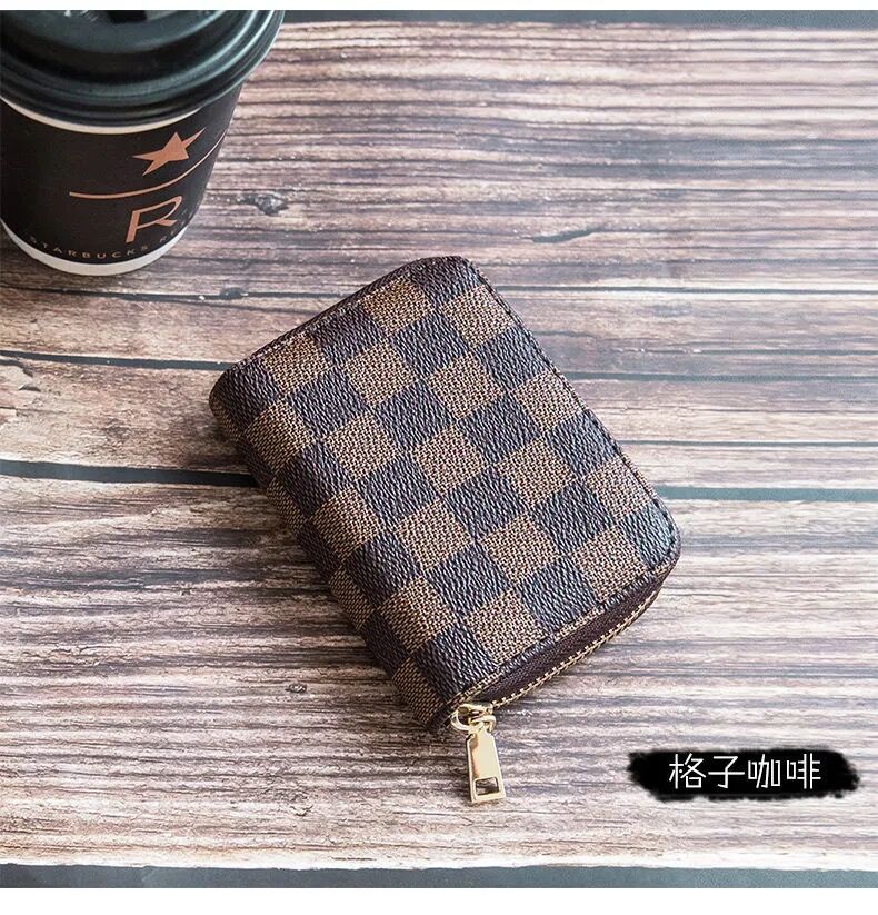 Wholesale Retro European American Card Wallet For Women Large Capacity With Plaid Coffee 9 Slots Chic Everyday Accessory Boutique Gift