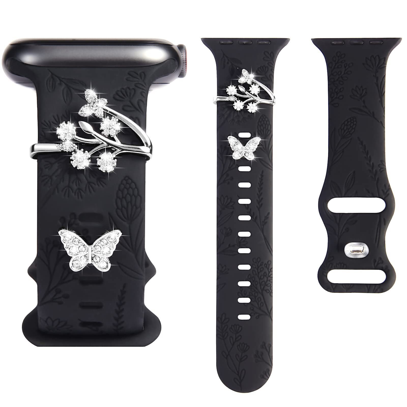 Wholesale Butterfly Branch Pendant Charm Set Gold Plated Rhinestone For Watch Band Decorative Fashion Accessory