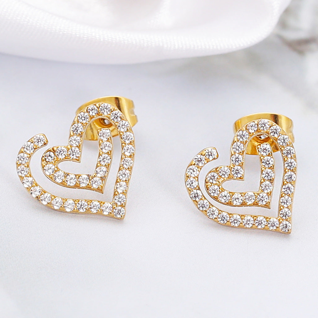 Wholesale Stainless steel earrings with zircon settings