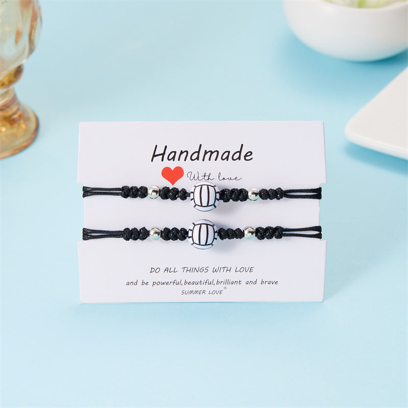 Wholesale ball bead bracelet creative versatile volleyball tennis hand-woven adjustable bracelet