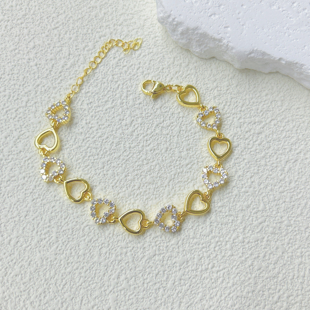 Wholesale  Plated 18K Flower Love Five-pointed Star Zircon Bracelet