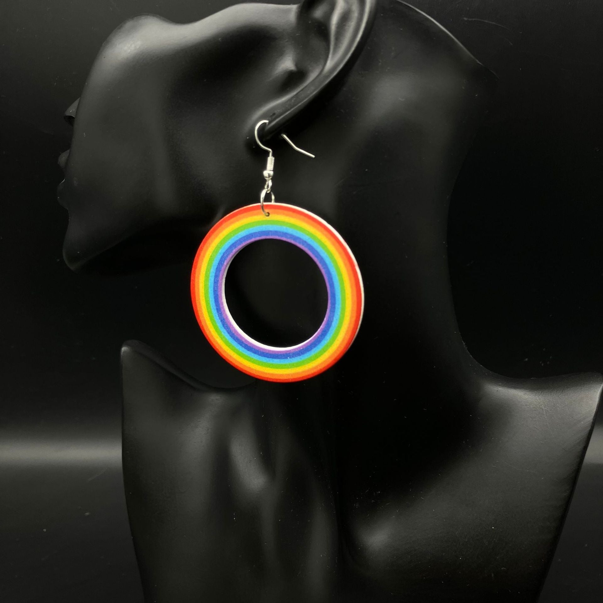 Wholesale Rainbow Vintage Wood Earrings ACC-ES-FX055