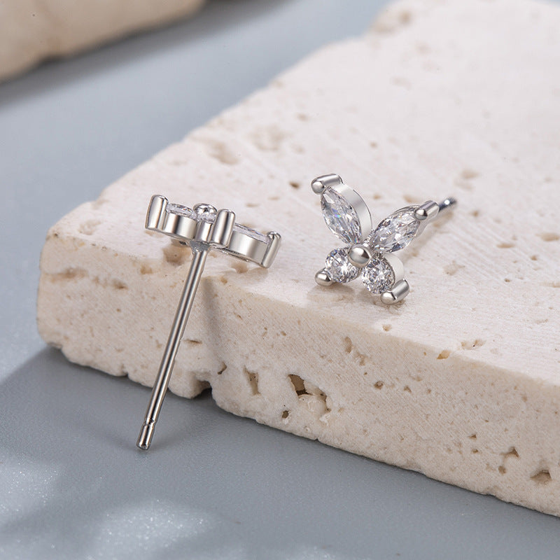 Wholesale micro inlaid zircon fashion mini butterfly earrings